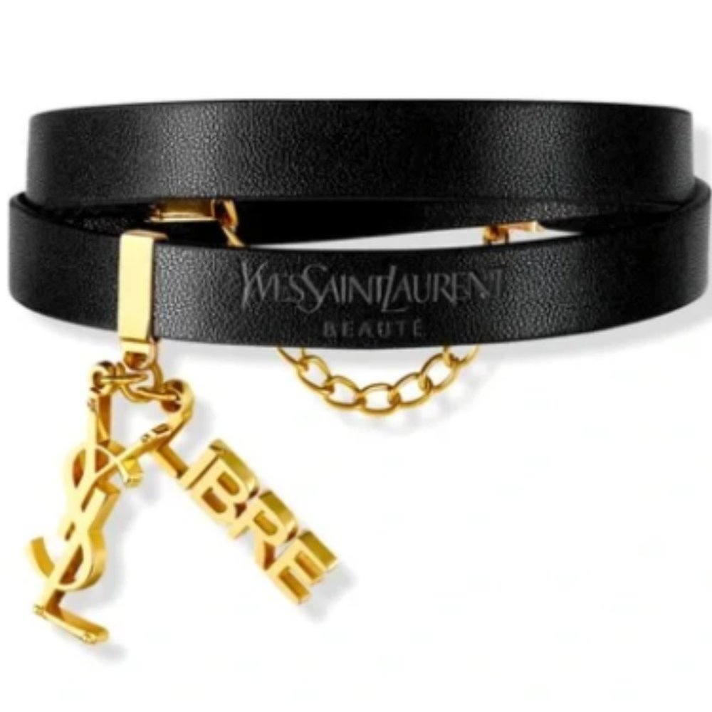 Yves Saint Laurent YSL Black Leather Bracelet - Brand New